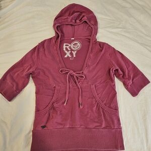 Vintage Roxy 3/4 Sleeve Hoodie Sweatshirt